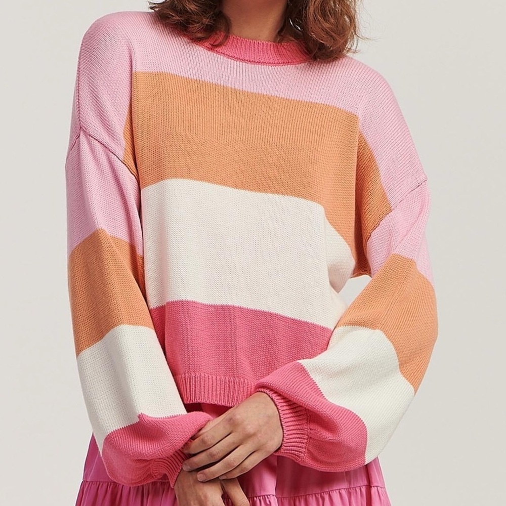 NWT Women’s Charlie Holiday Penny Knit Sweater Sunset Stripe Medium